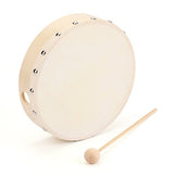 Foraineam 3 Pack 8 Inches Hand Drum Goatskin Drumhead Wood Frame Drum with Beater Foraineam