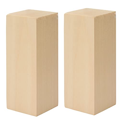 2 Pack Unfinished Basswood Carving Blocks Kit, 6 x 3 x 3 Inch Unfinished Bass Wood Whittling Soft Wood Carving Block Set for Kids Adults Wood Carving