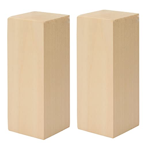 2 Pack Unfinished Basswood Carving Blocks Kit, 6 x 3 x 3 Inch Unfinished Bass Wood Whittling Soft Wood Carving Block Set for Kids Adults Wood Carving - WoodArtSupply