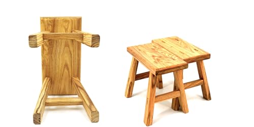 ANQILEE Handmade Solid Wood Stool Milking Stool 10" Height Wooden Step Stool Simple Wooden Viking Stool (12" Long 6" Wide) ANQILEE