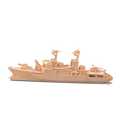 Puzzled 3D Puzzle Destroyer Warship Wood Craft Construction Kit Fun & Educational DIY Wooden Toy Assemble Model Unfinished Craft Hobby Navy Ship