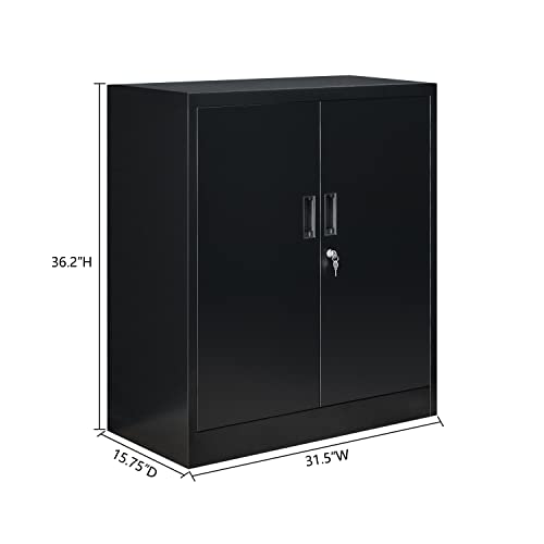 CJF Metal Storage Cabinets with Shelves and Doors, Steel Locking Storage Cabinet for Home Office, Garage, Utility Room and Basement, 36.2" H x 31.5" - WoodArtSupply