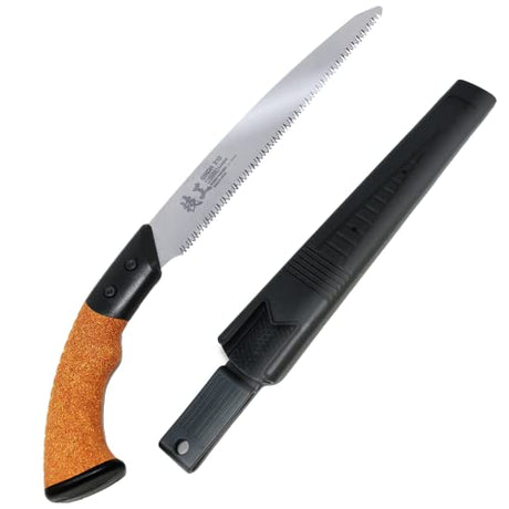 KAKURI Japanese Pruning Saw with Sheath 8.2" Made in JAPAN, Japanese Hand Pull Saw for Gardening and Camping, Non-Slip Cork Handle KAKURI