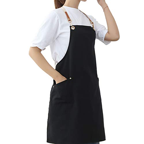 Aprons for Women Men with Pockets Cute Baking BBQ Artist Grilling Cooking Stylist Cosmetology Work Water Drop Resistant Cross Back Adjustable Canvas AMOKAH