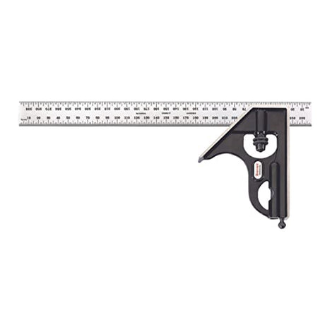 Starrett Steel Combination Square with Square Head - Ideal for Professionals and Home Improvement - 300mm, Cast Iron Heads, Reversible Lock Bolt, Starrett
