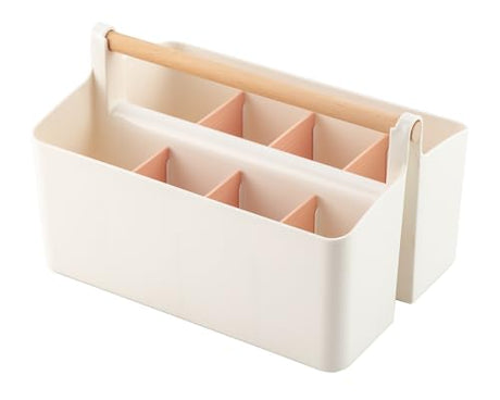 Vidifor Large Plastic Portable Caddy with Handle, Storage Organizer Bin with Adjustable Dividers for Art Supplies, Crafts, Colored Pencils, Makeup Vidifor