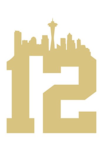 12 with Seattle Skyline Unfinished Wood Sports Theme Home Decor Everyday Door Hanger MDF Shape Canvas Style 1 Diverse Woodworking