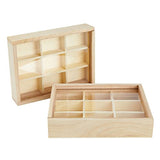Small Unfinished Wood Box with Lid, 9 Compartment Storage Boxes (6.75 x 5.1 Inches, 2 Pack) Bright Creations