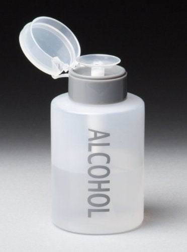 Beauticom 9 oz Alcohol Labeled Push Down Liquid Pumping Dispenser Empty Bottle, Professional, Personal, Laboratory, Dentist, Salon, Nail Care,