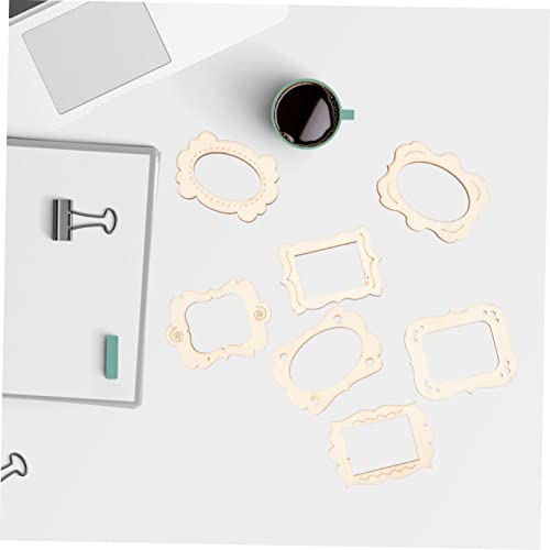 KALLORY 20pcs Small Photo Frame Unfinished Wood Slices Craft Necklace Pendant Unfinished Photo Frames Wood Frames for Crafts Scrapbooking Picture KALLORY