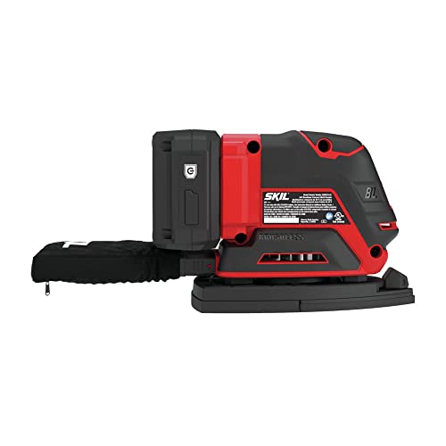 SKIL SR6607B-10 20V Brushless Compact 4-in-1 Vibration Control Multi-sander Kit, Includes 12pc Sandpaper, 3 Additional Detail Attachments, PWR CORE Skil