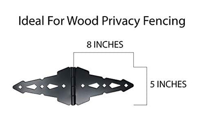 Wood Gate Hardware Set – Heavy Duty Kit for Fence Swing Gate- Outdoor Decorative Black Finish w/ 8” Strap Hinges and Spring Loaded Latch - WoodArtSupply