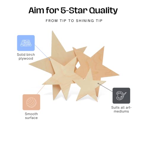 Wooden Star Shapes, 8 Inch Large Patriotic Natural Wood Cutouts, Bag of 3, Unfinished DIY Craft Wall Decor by Woodpeckers - WoodArtSupply