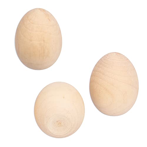 10PCS Unfinished Wooden Eggs Easter Unpainted Egg Model Flat Bottom Craft Eggs for DIY,Easter Display,Easy to Paint and Decorate BFYDOAA
