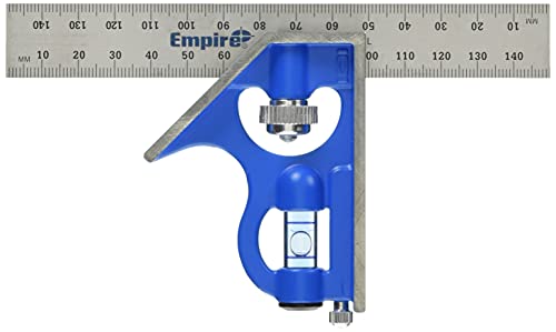 Empire Level E255M 6-Inch Pocket Combination Square With Stainless Steel Blade, Metric Graduations and True Blue Vial Empire Level