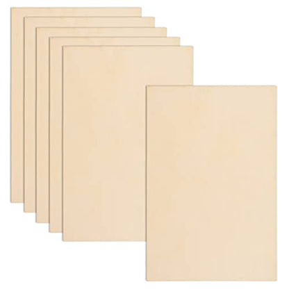 6 Pack Basswood Sheets 12 x 18 x 1/8 Inch-3 mm Unfinished Plywood for Craft Thin Wood Boards Sheets Rectangle Wood Panels for DIY School Projects,