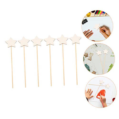 Yardwe 6Pcs Wand Unfinished Wooden Wands DIY Princess Wand kit Girls Costume Accessories Fairy Wood Wands Princess Party Decorations Fairy Sticks Yardwe