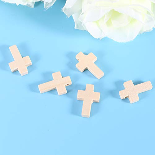 MAGICLULU 50pcs Wooden Blank Cross Pendant Unfinished Mini Wooden Cross Wooden Small Unpainted Cross Pendant DIY Jewelry Crafts Projects MAGICLULU
