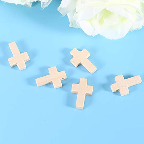 MAGICLULU 50pcs Wooden Blank Cross Pendant Unfinished Mini Wooden Cross Wooden Small Unpainted Cross Pendant DIY Jewelry Crafts Projects MAGICLULU