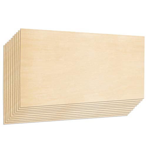 Plywood Sheet Board, A Grade, 22 x 12 inch, 1.5mm Thick, Pack of 10 Unfinished for Crafts Basswood by Craftiff Craftiff
