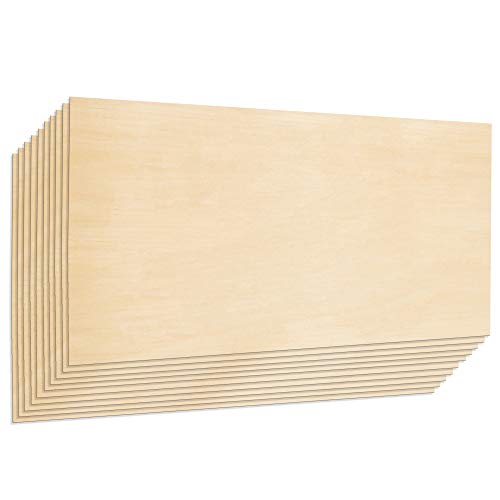 Plywood Sheet Board, A Grade, 22 x 12 inch, 1.5mm Thick, Pack of 10 Unfinished for Crafts Basswood by Craftiff - WoodArtSupply