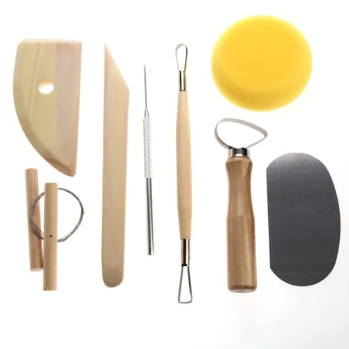 Evwoge 8 Pcs Ceramic Clay Tools Set, Clay Wax Pottery Tool Kit Ceramics Wax Carving Sculpting Modeling Tools Ceramic & Pottery Tools Pottery Molding - WoodArtSupply