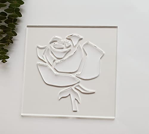 Rose Router Template,Clear Acrylic Router Inlay Template,Router Jig Template for Woodworking&Craft (7.5''x7.5'')
