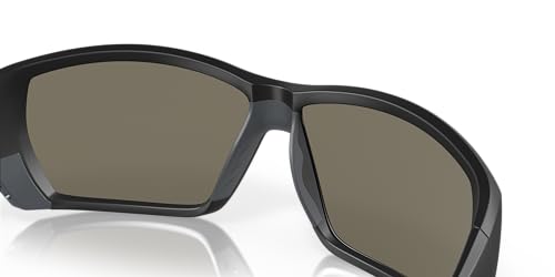 Costa Del Mar Men's Tuna Alley Polarized Rectangular Sunglasses, Matte Black/Grey Blue Mirrored Polarized-580G, 62 mm