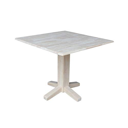 International Concepts Square Dual Drop Leaf Dining Table, 7 by 36-Inch, Unfinished IC International Concepts