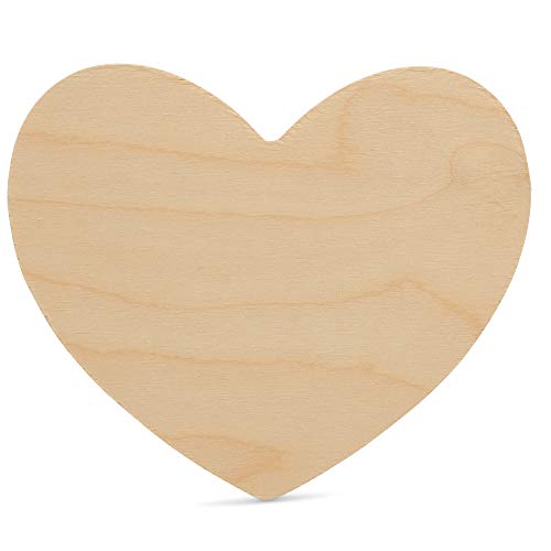 DIY Wooden Heart Cutouts for Crafts 5-1/2 inch, 1/8 inch Thick, Pack of 5 Unfinished Shapes for Valentines Day Décor, by Woodpeckers