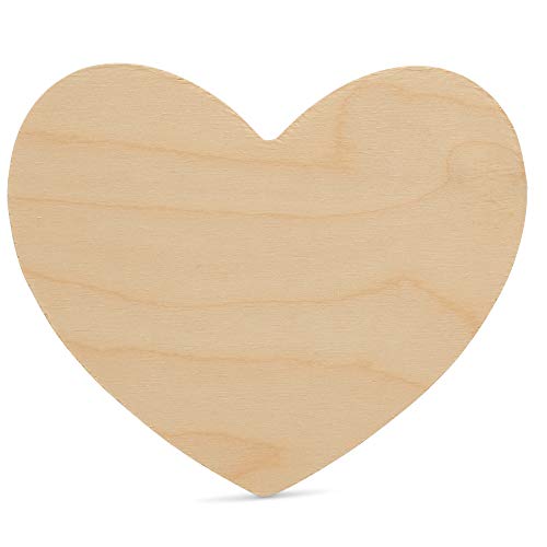 DIY Wooden Heart Cutouts for Crafts 5-1/2 inch, 1/8 inch Thick, Pack of 5 Unfinished Shapes for Valentines Day Décor, by Woodpeckers - WoodArtSupply