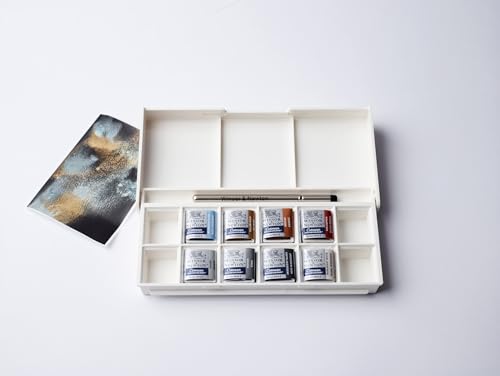 Winsor & Newton Cotman Watercolor Paint Set, 8 Half Pan, Metallic Colors w/ Brush Winsor & Newton