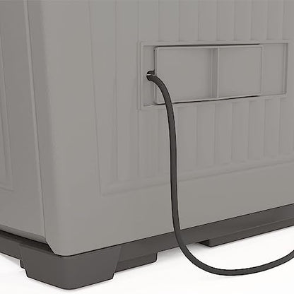 Suncast Backyard Oasis 130 Gallon, Outdoor Storage Shed Basic Unit Easy to Clean with Top Lid, Plastic, 150 pounds Capacity, Dove Gray - WoodArtSupply