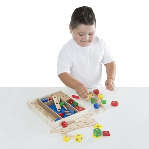 Melissa & Doug Wooden Construction Building Set in a Box (48 pcs) - WoodArtSupply