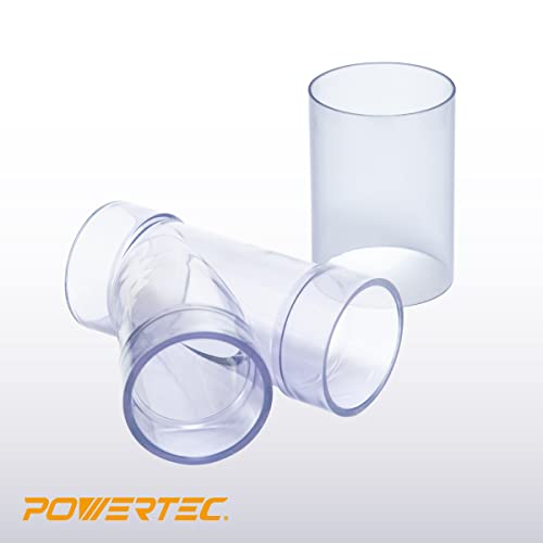 POWERTEC 70320-P2V 2-1/2" ID Y Fitting for OD Pipe or OD Connectors, with Splice for Dust Hose Connection, 2 Sets - WoodArtSupply