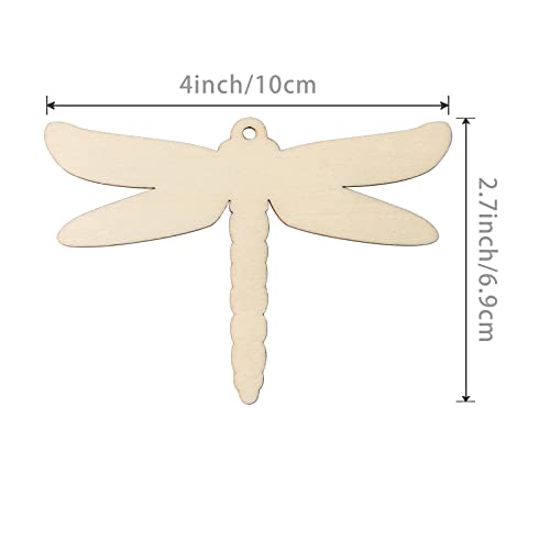 Insect Wooden Blank Dragonfly Shape Wood with Twines Art Unfinished Ornaments for Christmas Wedding Birthday Party Thanksgiving Day Decoration 20Pcs. Zontween
