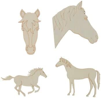 Horse Unpainted Wood Cutout Shapes - 4 Mini Pieces - WoodArtSupply