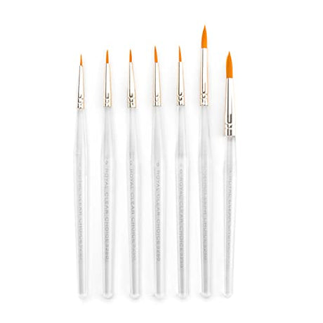 Royal & Langnickel RSET-9158 Royal Zip N' Close Gold Taklon Clear Acrylic Handle Detail Brush Set, 10.5 x 3.9 x 0.5, Multicolor, 7-Piece Royal & Langnickel