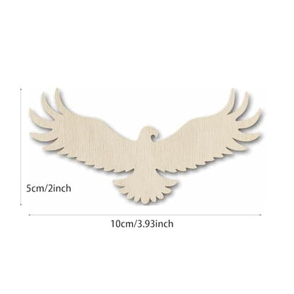 30 Pack 4 Inch Wood Eagle Cutouts Unfinished Wooden Wildlife Eagle Hanging Ornaments DIY Eagle Craft Gift Tags for Home Party Decoration Craft