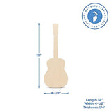 Unfinished Guitar Cutout, 12", Pack of 5 Unpainted Wood Crafts, Wooden Shapes for Crafts/Home Decor, by Woodpeckers Woodpeckers