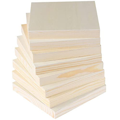 ADXCO 8 Pack Wood Panels 6 x 6 Inch Unfinished Wood Canvas Wooden Panel Boards for Painting, Pouring, Arts Use with Oils, Acrylics