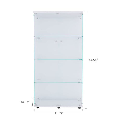 Nifoti 64.5" High 4-Shelf Double Door Glass Display Cabinet with Locks - Versatile Curio and Bookshelf for Living Room nifoti