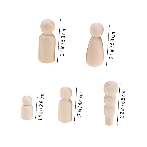Anneome 50pcs Peg Dolls Unfinished Family Kids Dolls Kids Paint Toys Kids Toys Wood Peg People Wood Manikin for Anneome