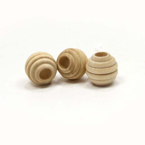 Mylittlewoodshop - Pkg of 12 - Bead Round Beehive - 5/8 inches in Diameter with 3/16 Hole Unfinished Wood(WW-BE6010-12) Unique Wood Shapes