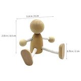 Tofficu Wood Peg Dolls 6pcs Natural Unfinished Wooden Robot Doll People Bodies Action Figures Model Toy Movable Joints Dolls for DIY Painting Craft Tofficu