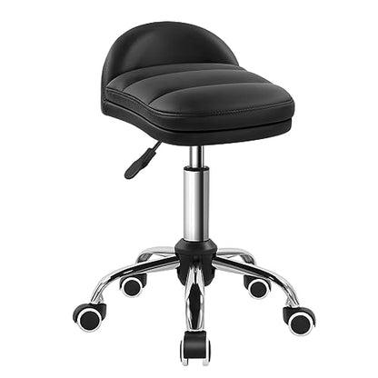 BFTOU Black Rolling Stool Chair with Wheel Perfect for Home Work SPA Massage Height-Adjustable and Cost-Effective Swivel Stool with Low Back