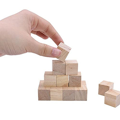 50Pcs Wooden Square Number Cubes,Unfinished Natural Wood Blocks, Natural Solid Cube,Hardwood Alphabet Photo Blocks Making Craft Gift(1x1x1cm)