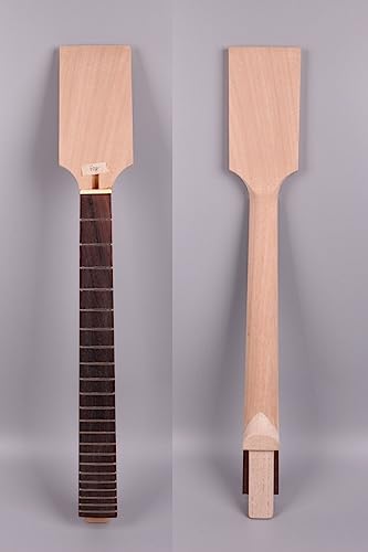 Electric Guitar Neck Blank 22 Fret 24.75 inch Mahogany Wood Paddle Head Rosewood Fretboard Guitar Neck Unfinished Electric Guitar Neck Replacement WoodArtSupply