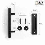 S&Z® 42 in. x 84 in. Unfinished British Brace Knotty Barn Door with 8FT Sliding Door Hardware Kit/Solid Wood/Sliding Door/Double Surfaces/A Simple S&Z TOPHAND