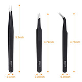 kaverme 3PCS Precision Tweezers Set, Upgraded Anti-Static Stainless Steel of Tweezers, for Electronics, Soldering, Laboratory Work, Jewelry-Making, kaverme